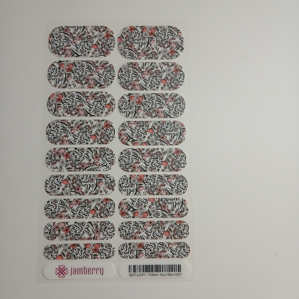 Jamberry Nail Wraps with Black and Pink Design - Picture 1 of 4